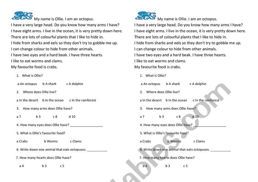 I�m Ollie worksheet