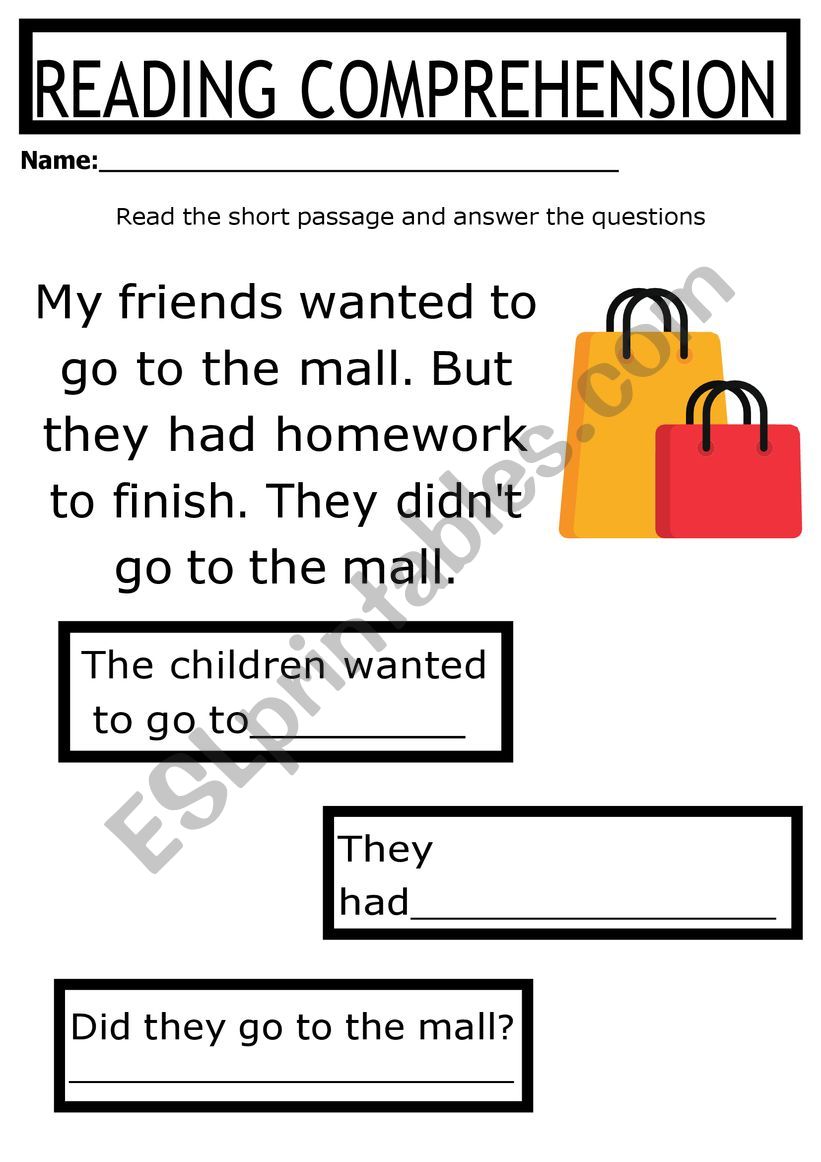 reading comprehension A1 worksheet