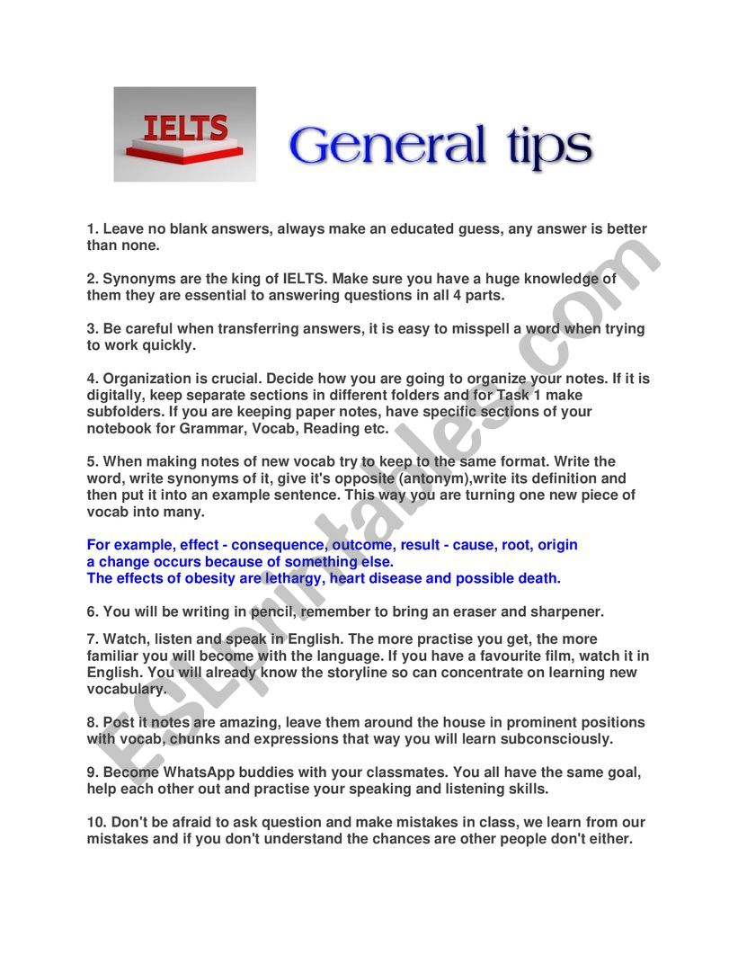 General tips for IELTS success