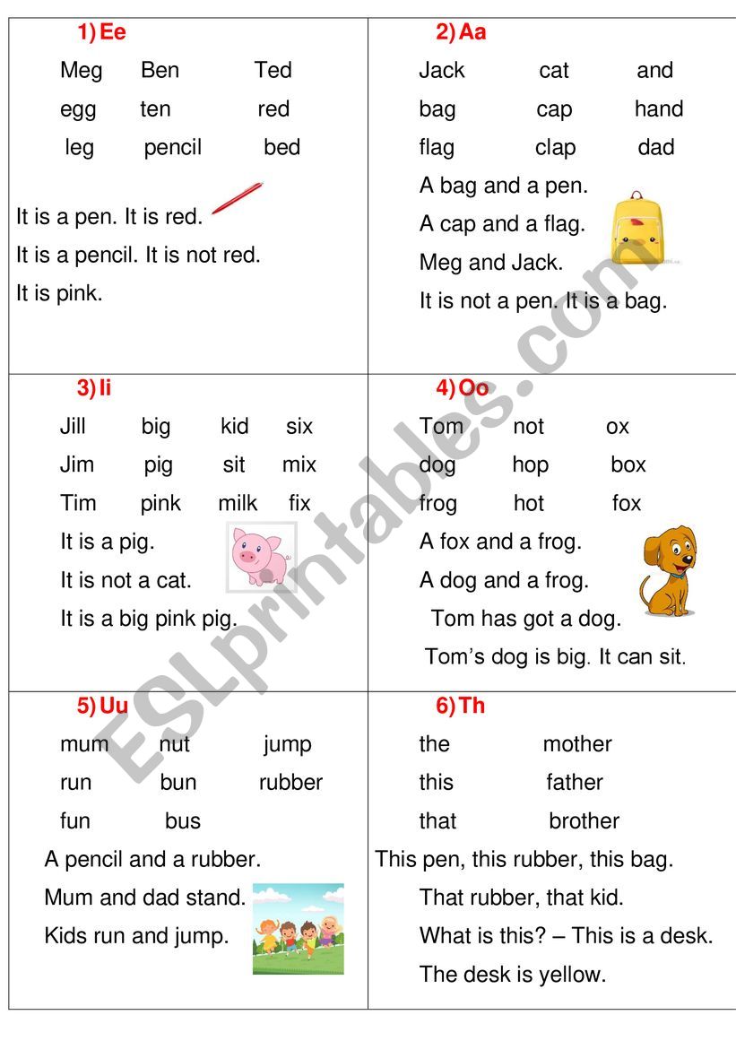 Phonics reading worksheet