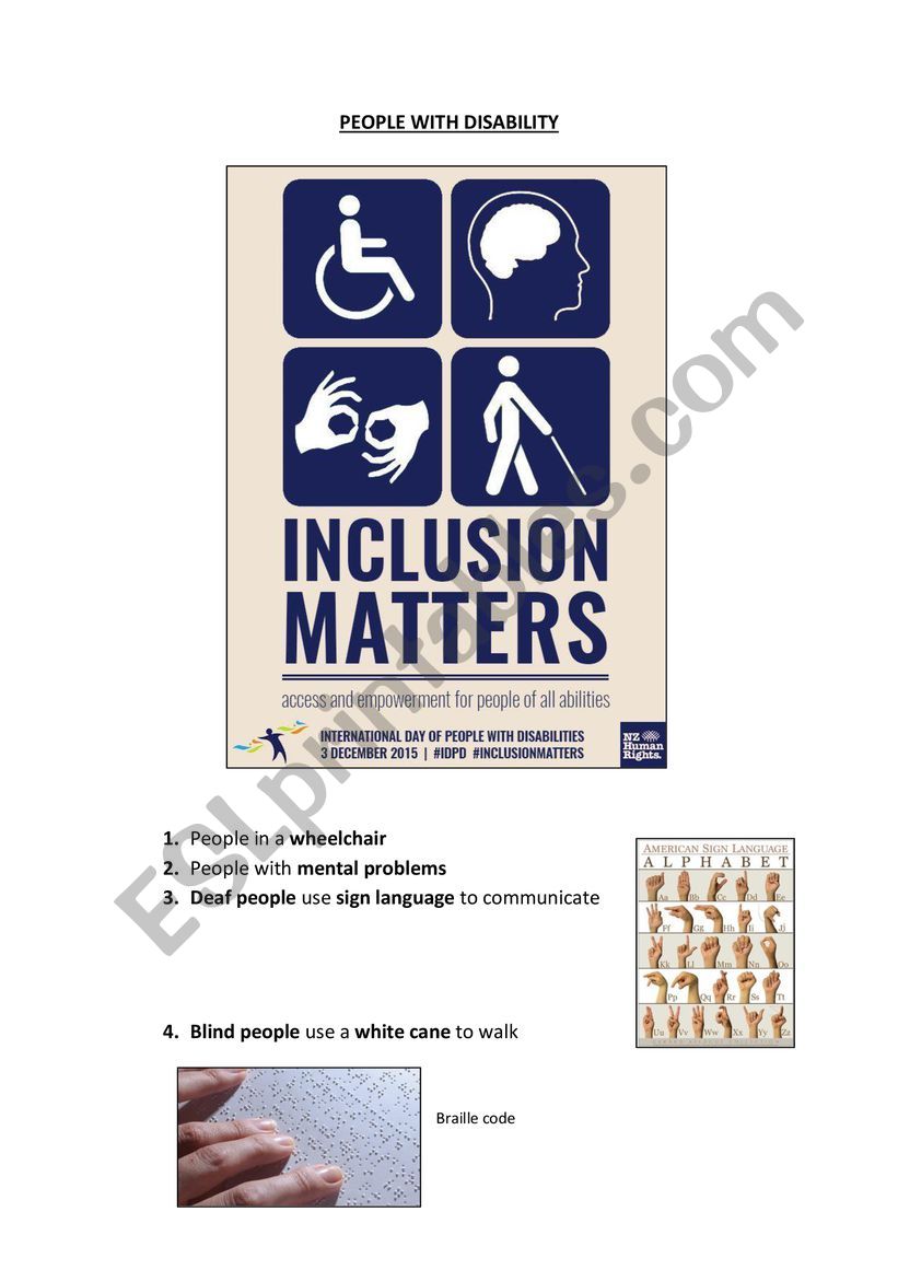 People with disabilities worksheet