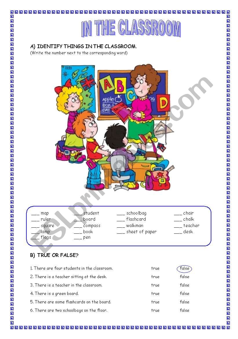 IN THE CLASSROOM / THERE + BE worksheet