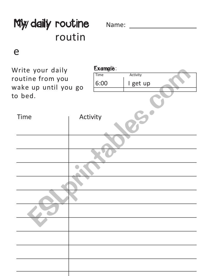 My Daily Routine worksheet