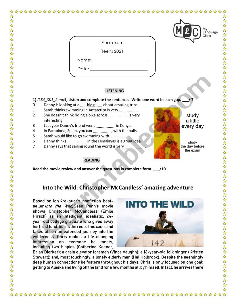 Intermediate FINAL EXAM - Reported speech, passive voice, tenses, conditionals, etc.