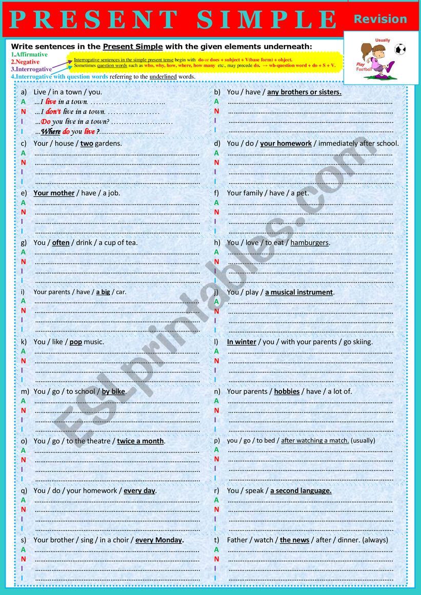 Present Simple Revision - Building affirmative, negative and interrogative sentences