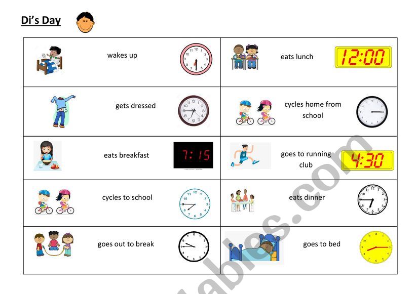 Daily Routine and Time worksheet