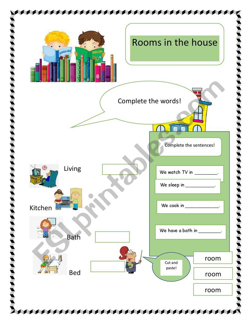 Rooms in the house worksheet