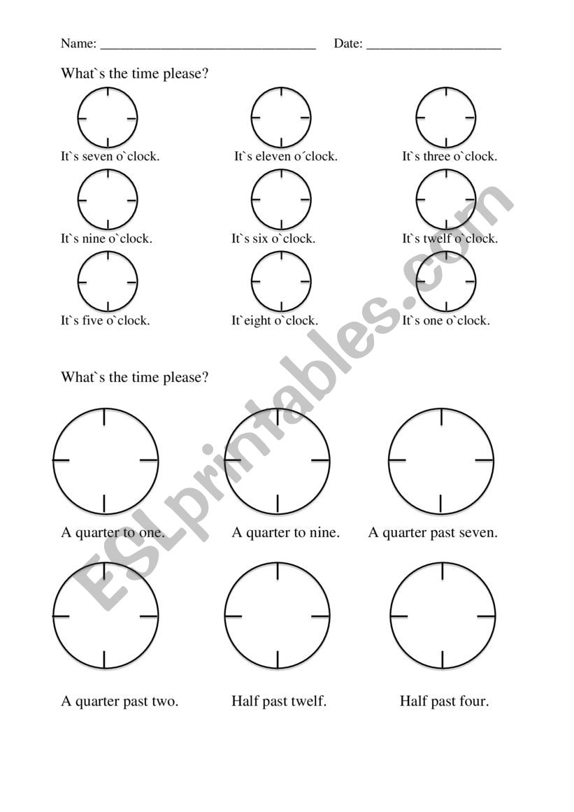 What�s the time, please? worksheet