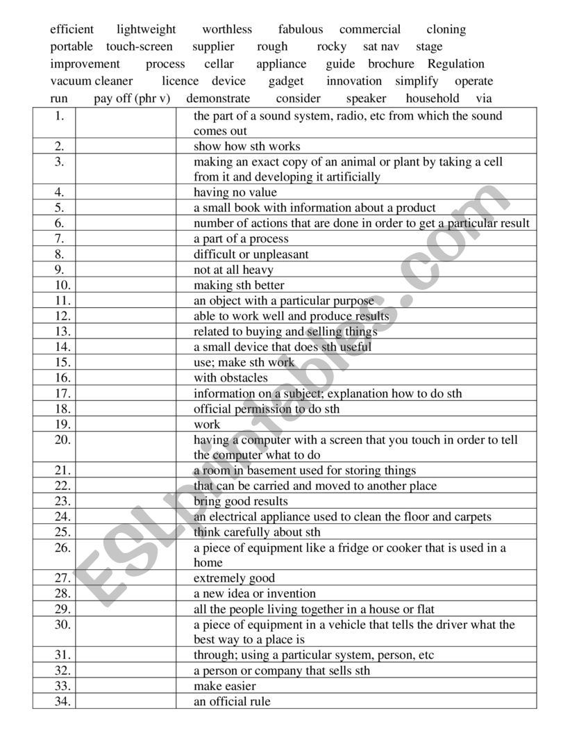 Close Up B1+ M 4 vocabulary worksheet