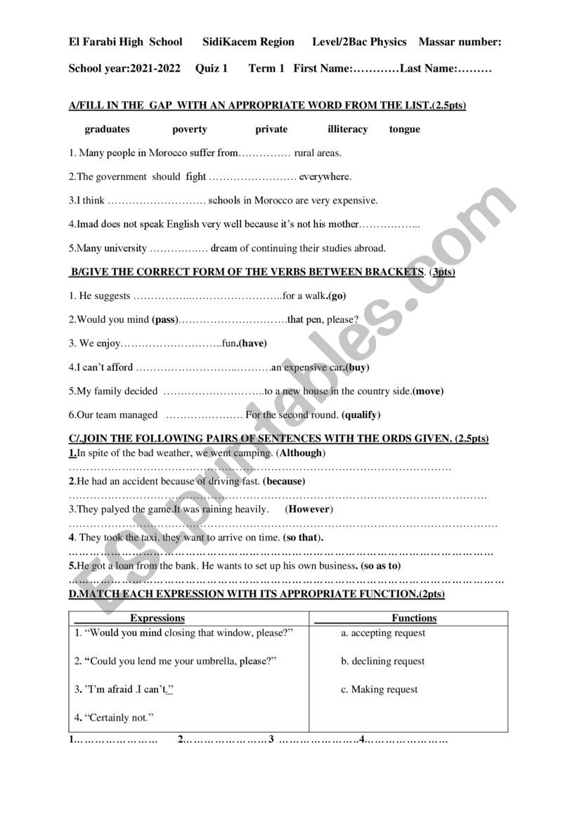 language worksheet