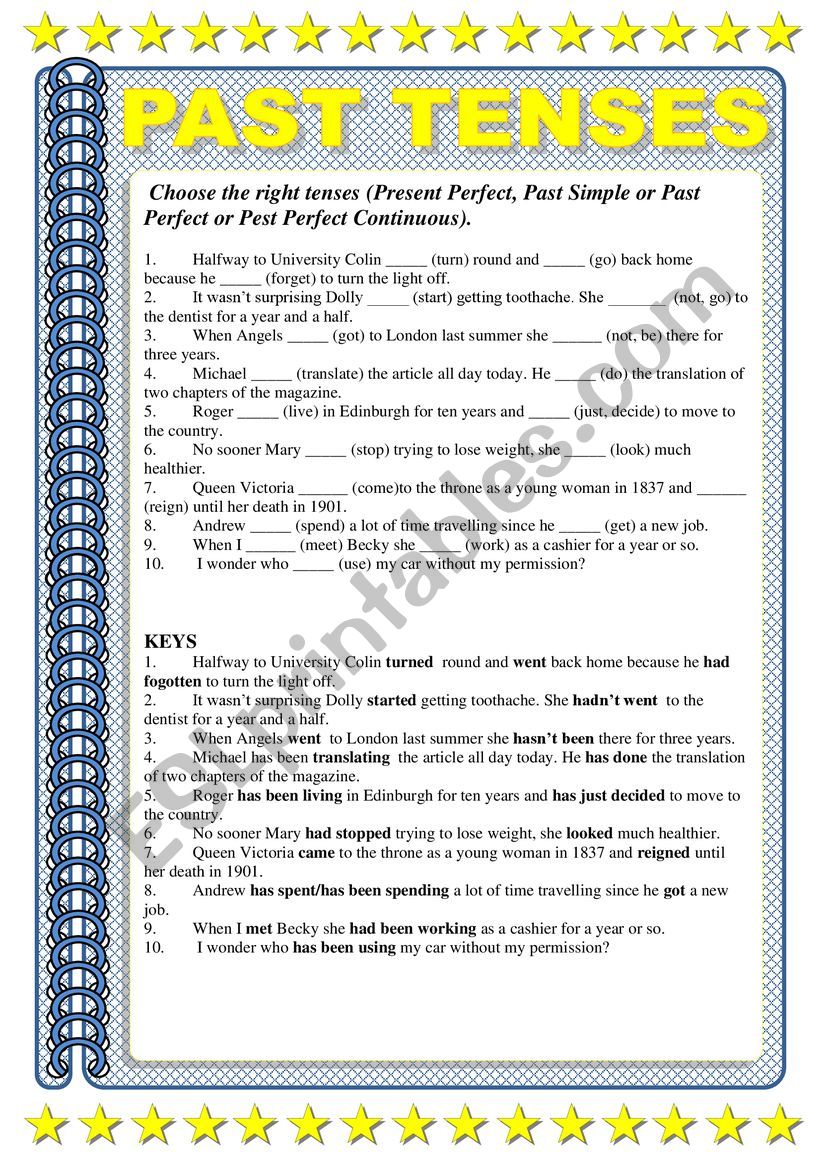 PAST TENSES worksheet