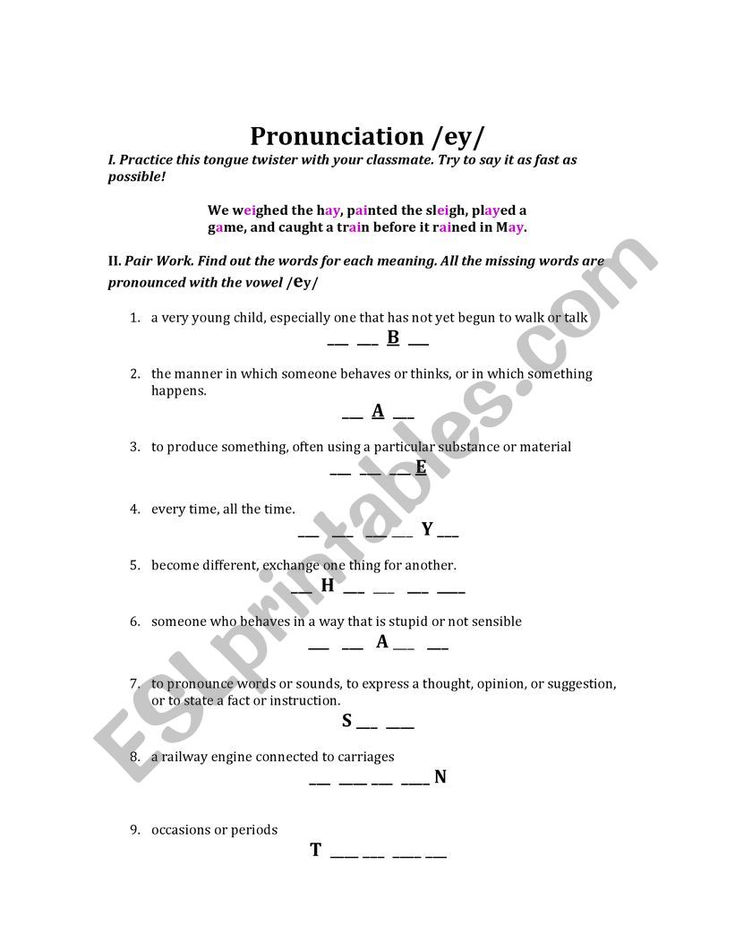 Crazy ey  worksheet