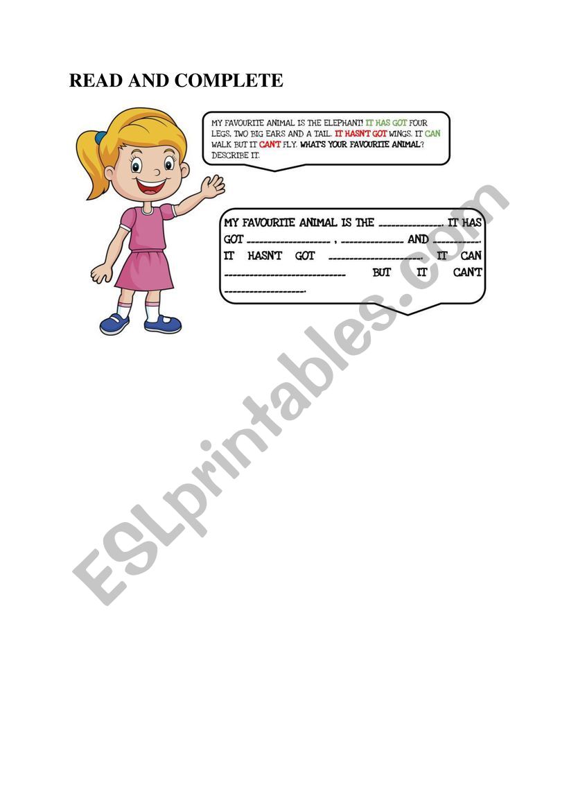 ANIMALS worksheet