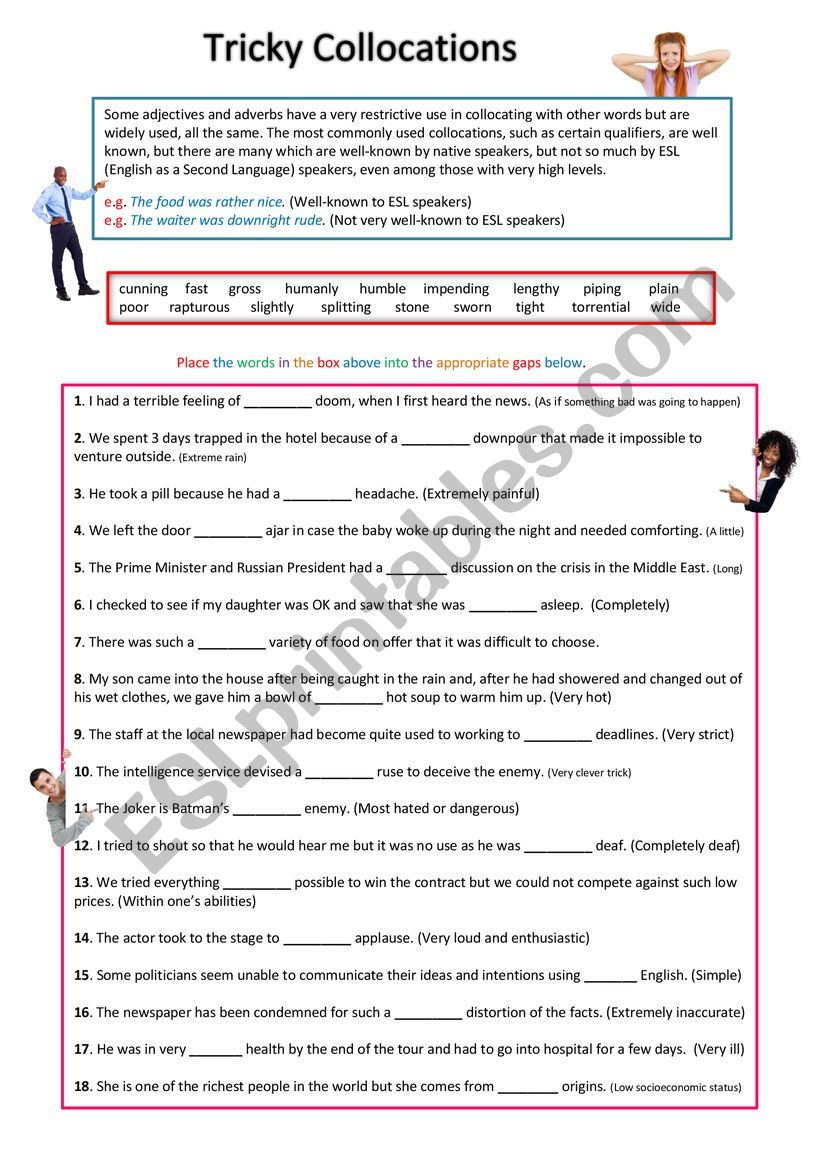 Tricky Collocations  worksheet
