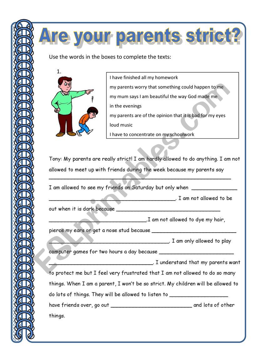 Are your parents strict? worksheet