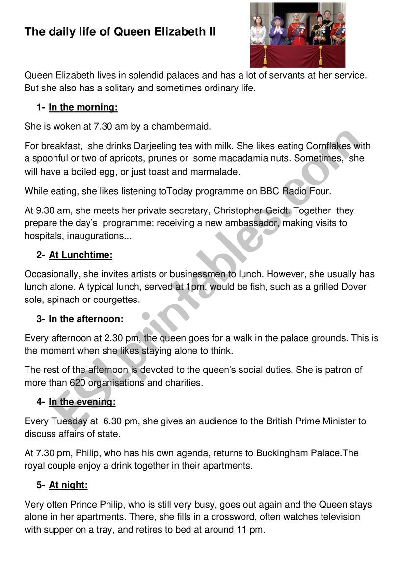 the daily life of Queen Elizabeth II
