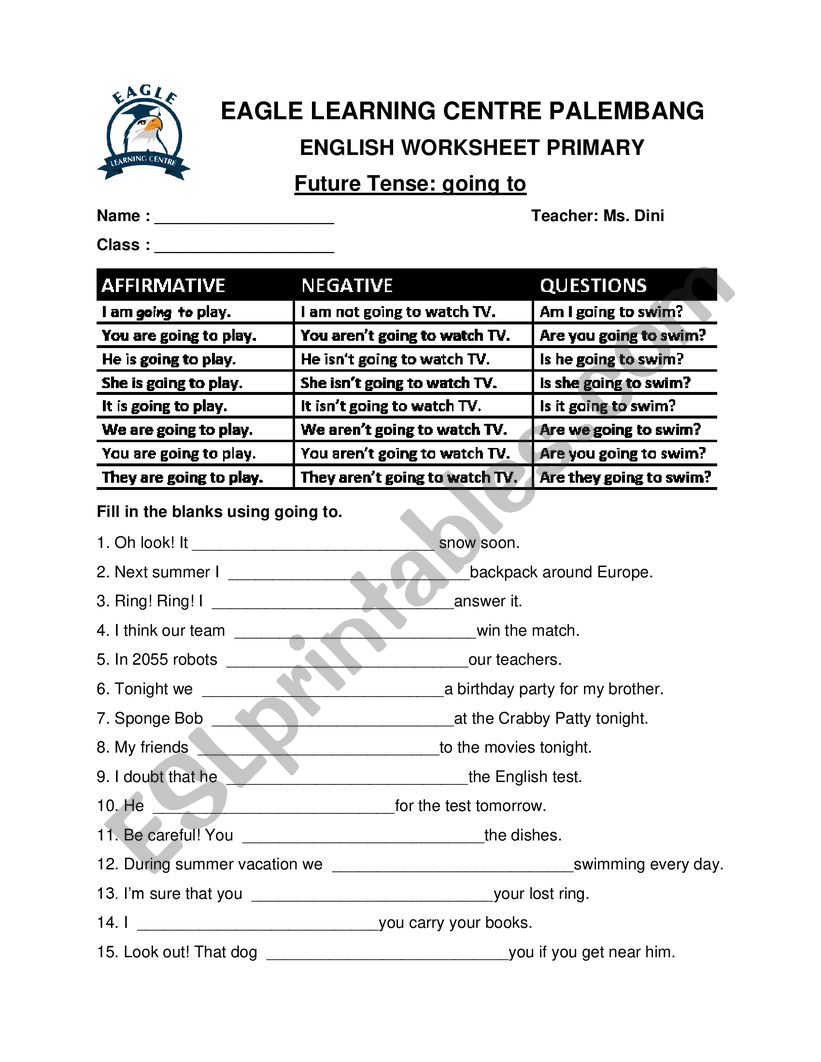 future tense worksheet