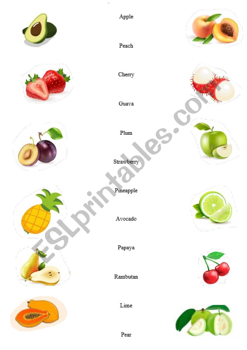 Fruits worksheet
