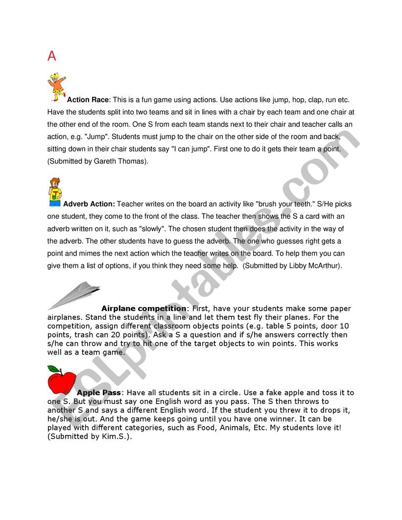 English Games worksheet