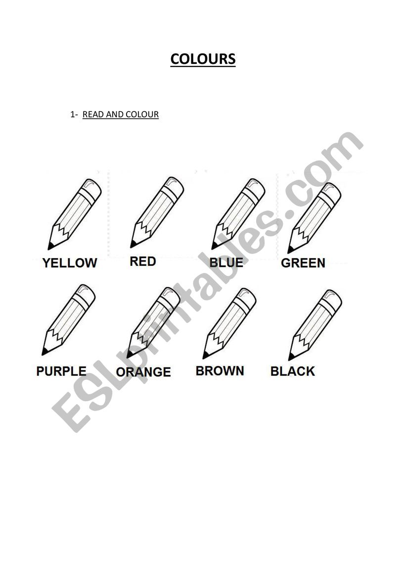 COLOURS worksheet