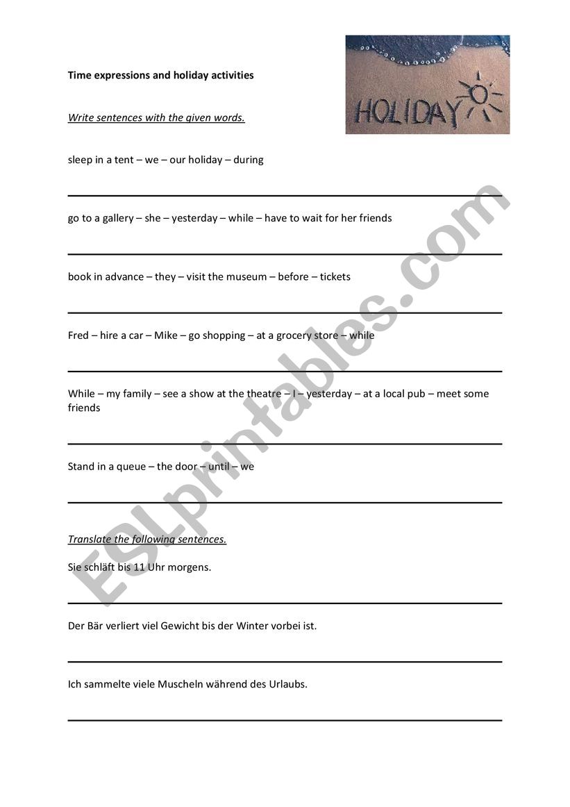 Time expressions and holiday activities