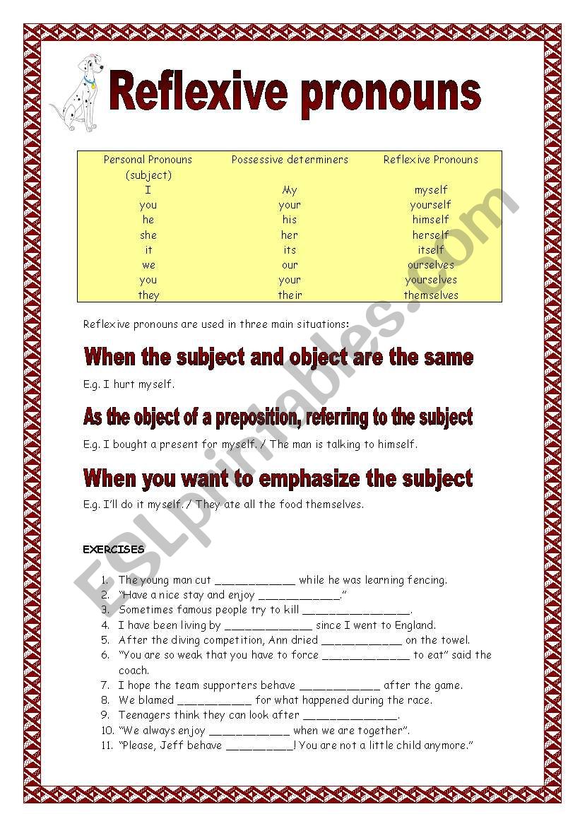 Reflexive pronouns (09.09.08) worksheet