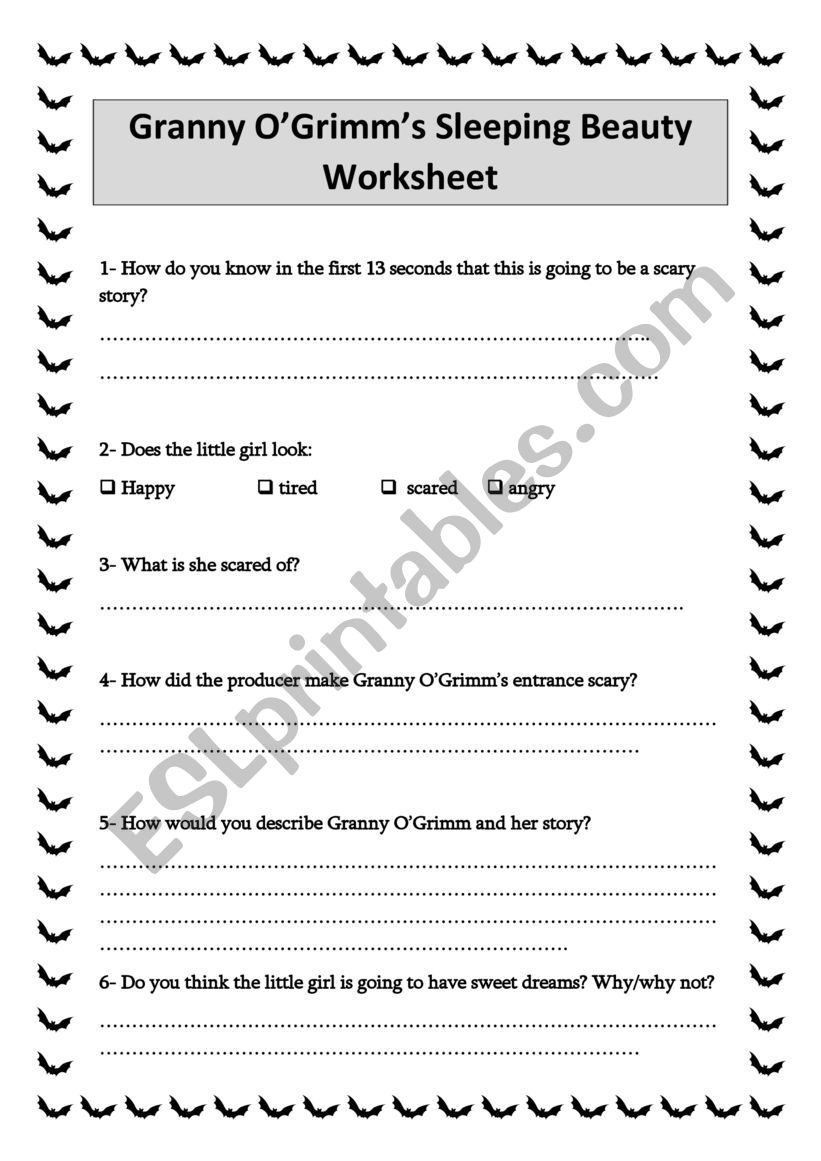 Granny OGrimms Sleeping Beauty viewing worksheet