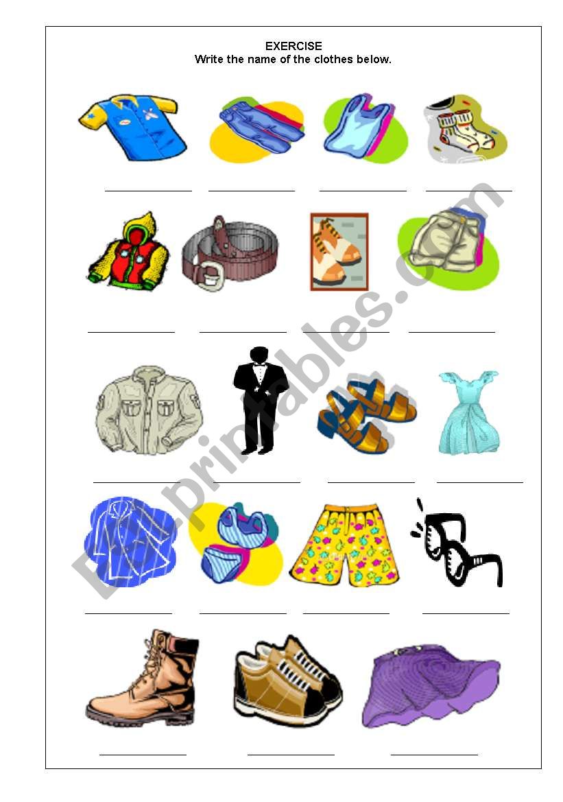 Clothes worksheet