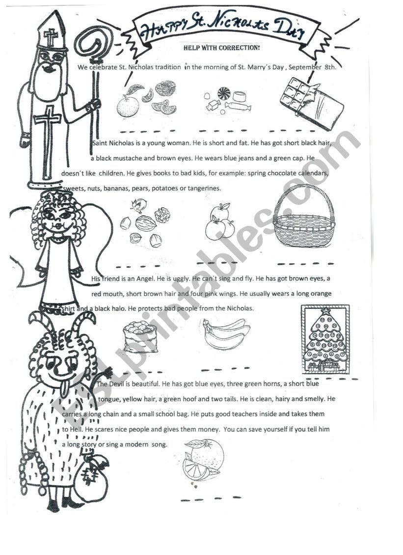 St Nicholas Day worksheet