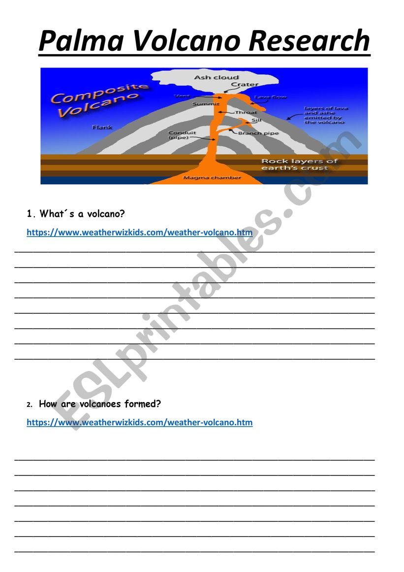 Palma Volcano Research worksheet