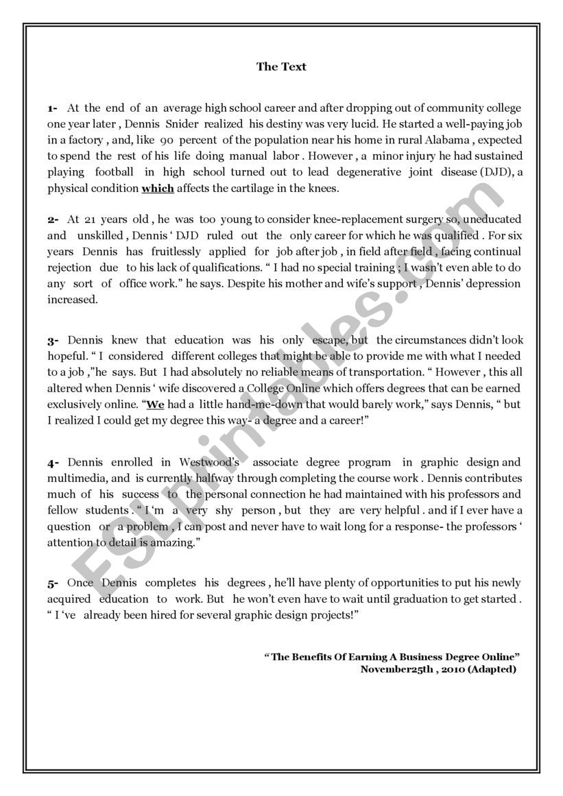 End term test NÂ°1 (4th form Arts)