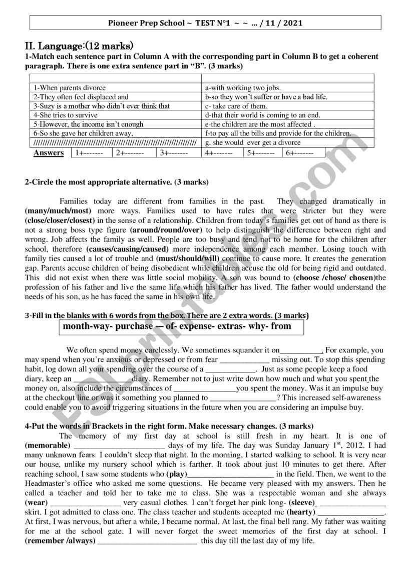 Mid-term-test 1 worksheet