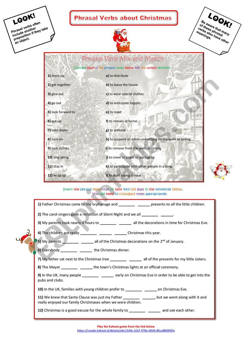 Phrasal Verbs about Christmas worksheet