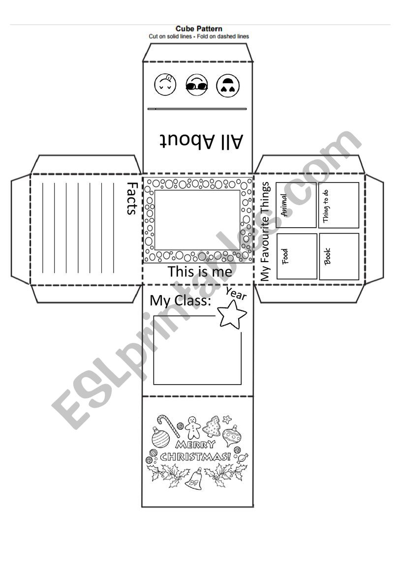 All About Me cube worksheet
