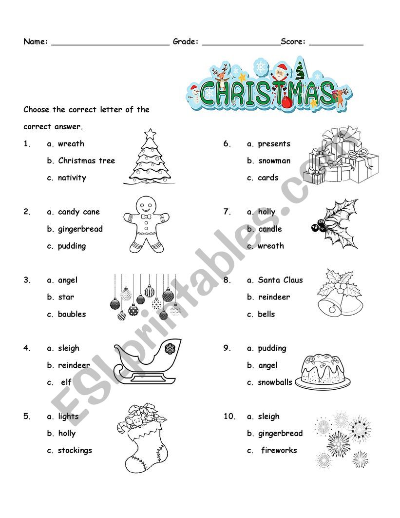 CHRISTMAS QUIZ VOCABULARY  worksheet