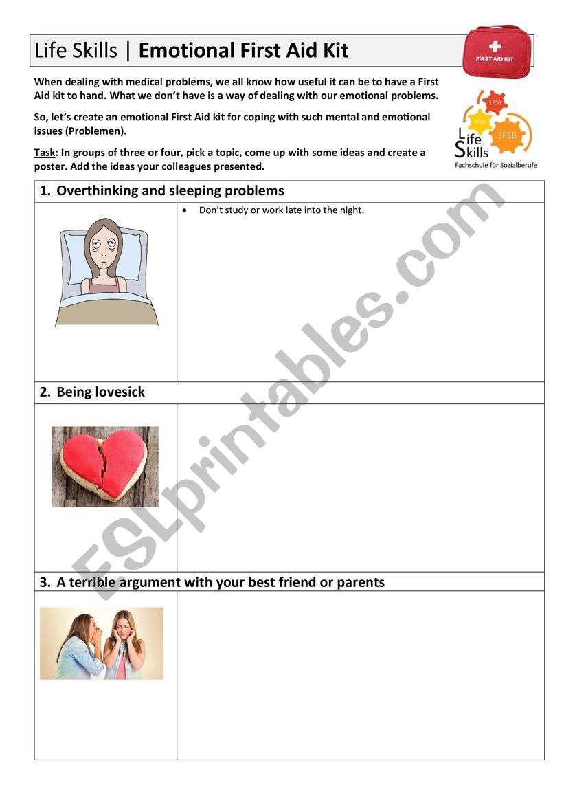 Emotional First Aid Kit worksheet