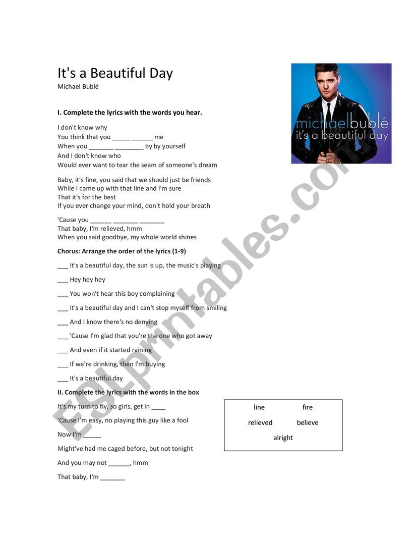 Song Activity - It�s a Beautiful Day by Michael Bubl
