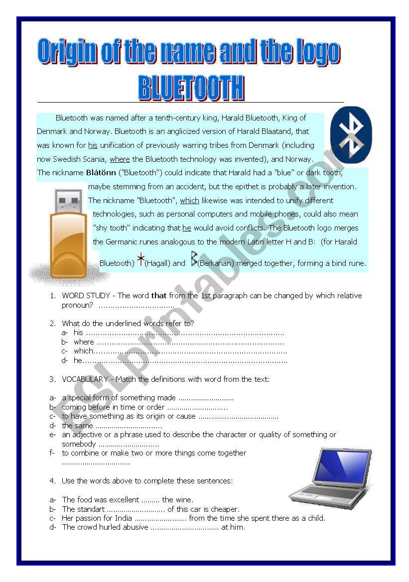 BLUETOOTH worksheet