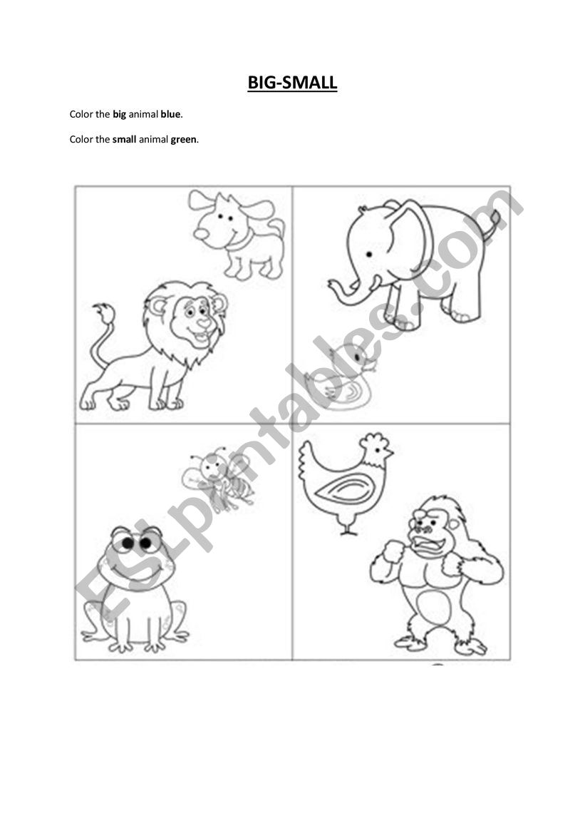 big-small worksheet