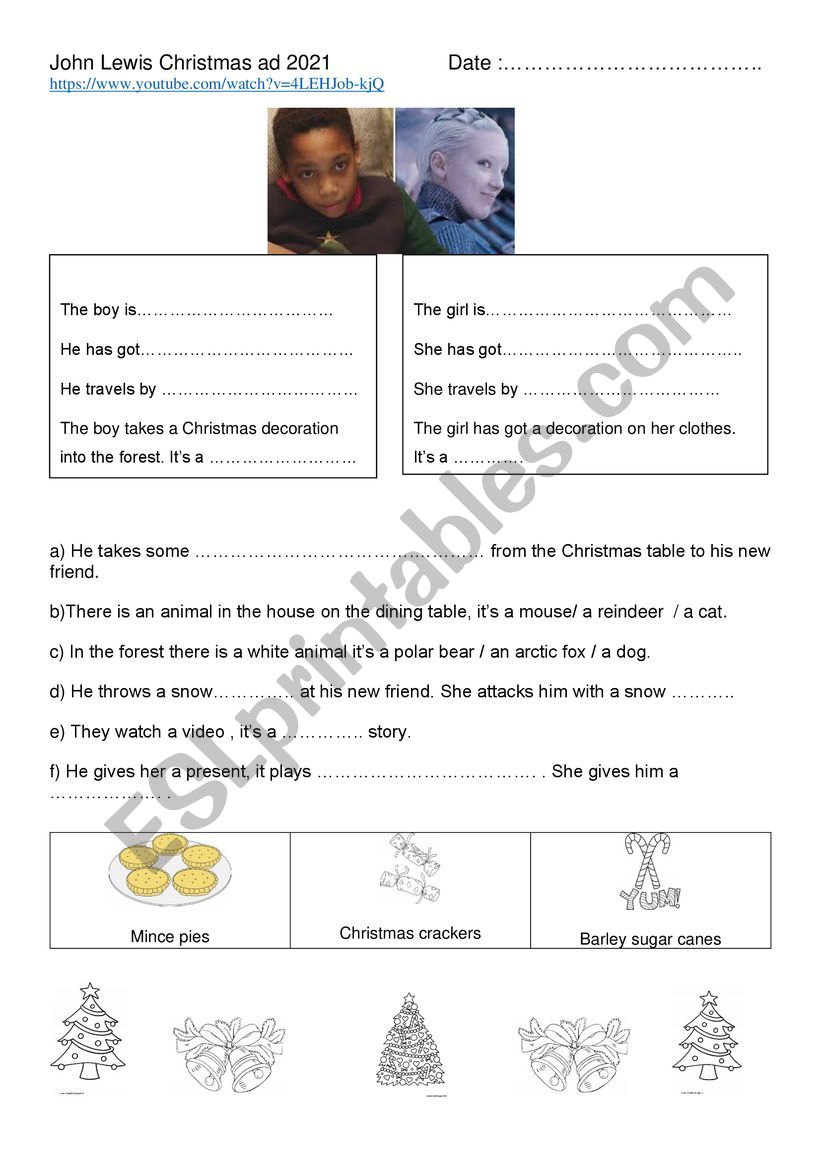 Christmas Advert worksheet