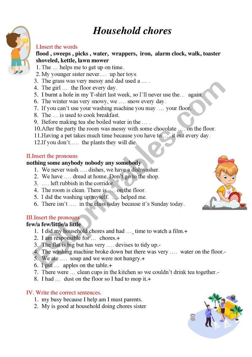 Household Chores worksheet