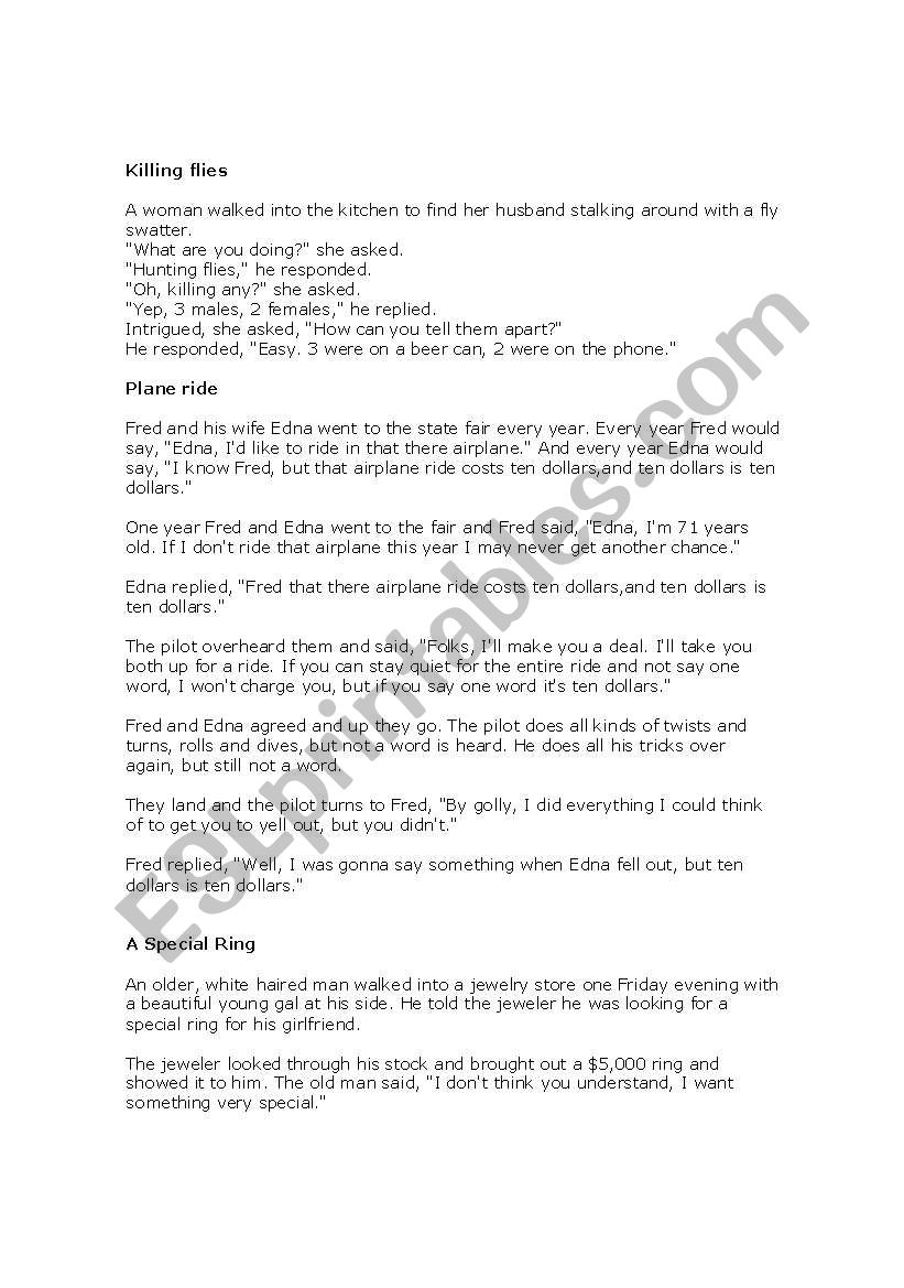 Funny jokes worksheet