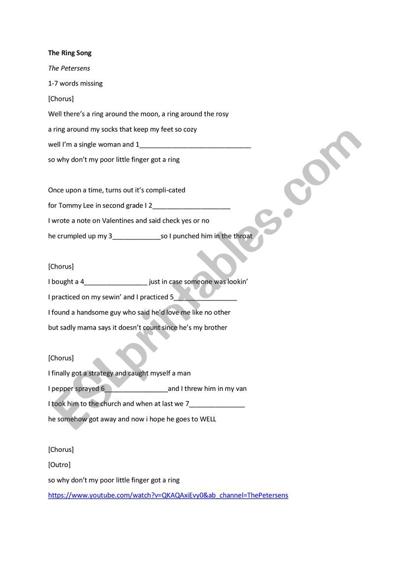 The Ring Song  worksheet