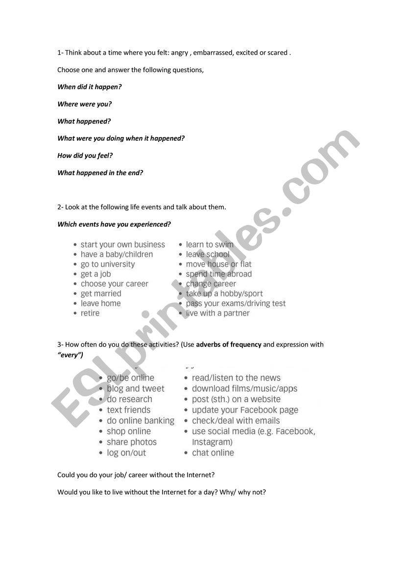 Preparation for oral exam (Navigate pre intermediate topics)