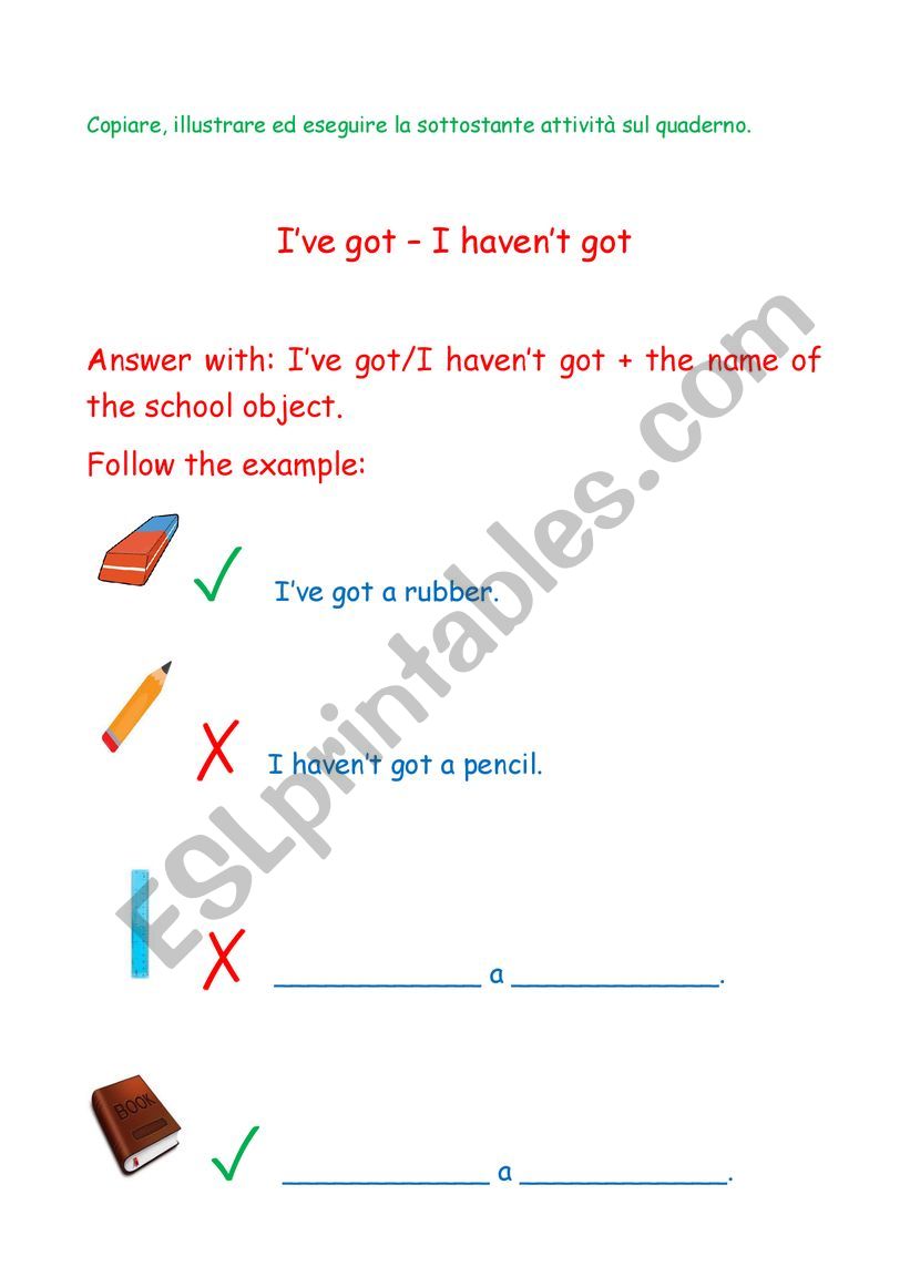 School objects worksheet