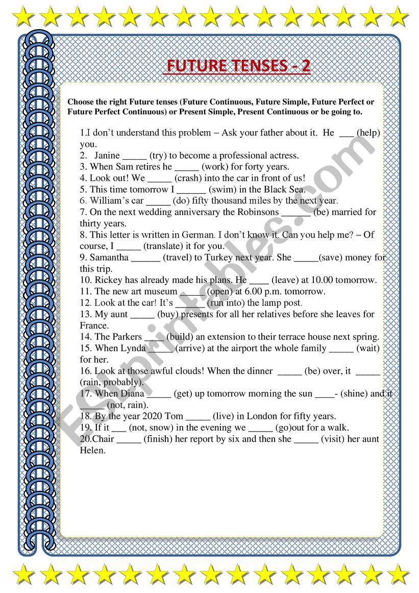 Future Tenses -2 worksheet