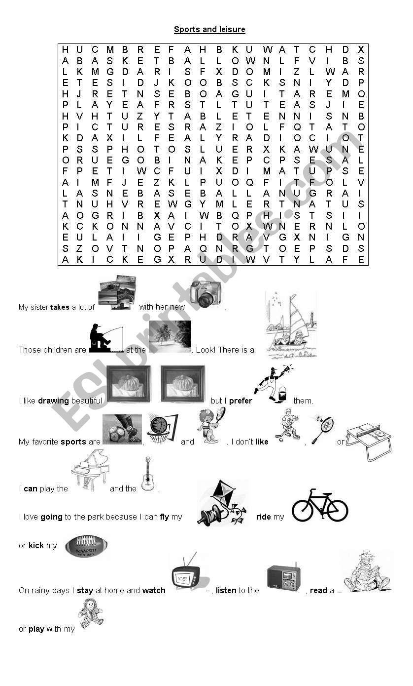 SPORTS AND LEISURE ACTIVITIES worksheet