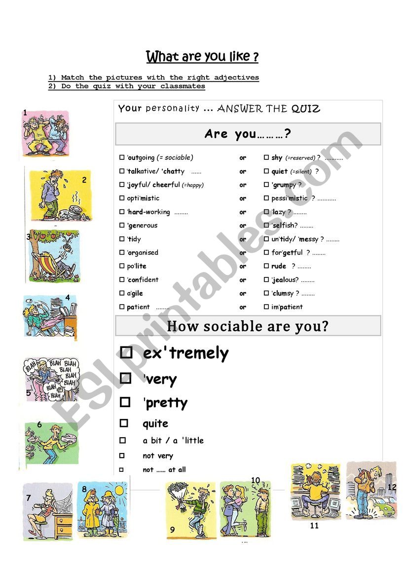 what are you like? worksheet