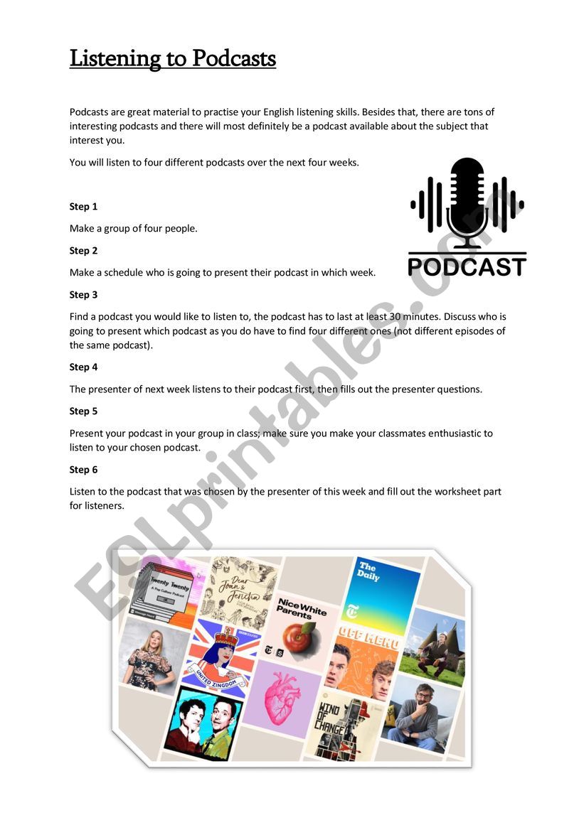 Listening to Podcasts worksheet