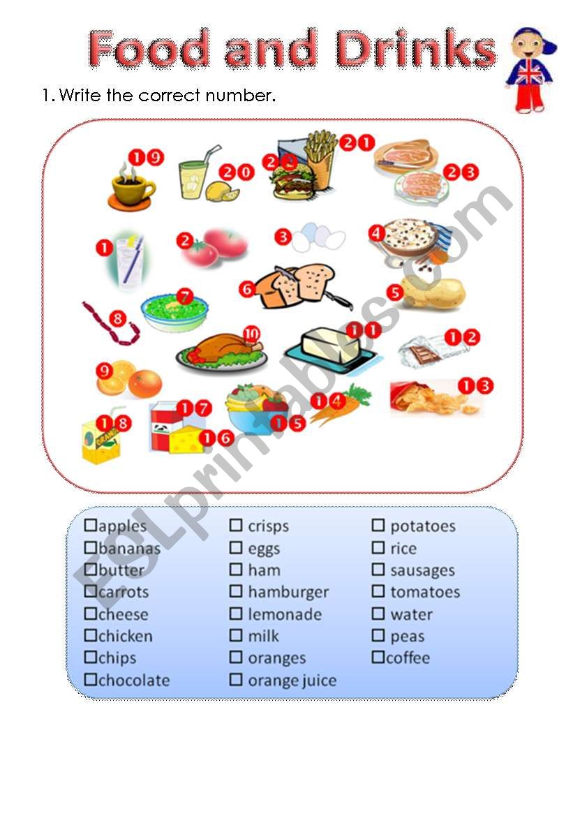 Food and drinks worksheet